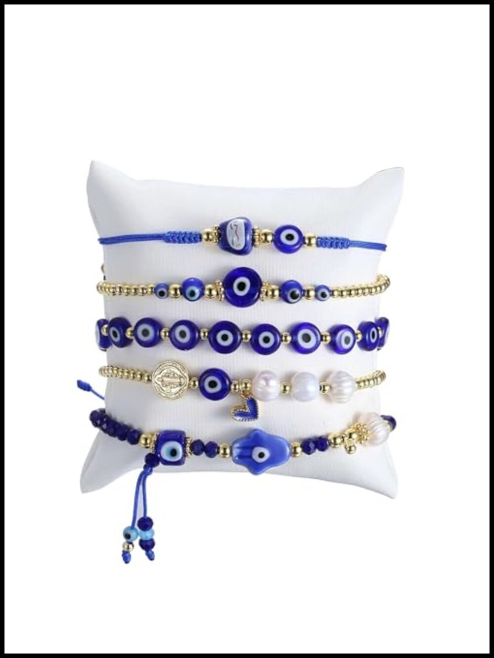 Evil Eye Bracelet Set - 18K Gold Plated Stackable Beaded Bracelets